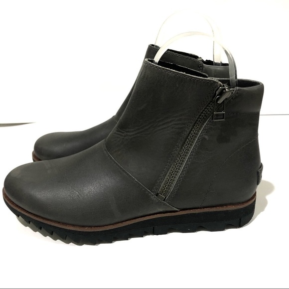 Sorel Boots Harlow Distressed Leather Waterproof Lug Sole Quarry Grey - Sz 7 - Picture 3 of 9
